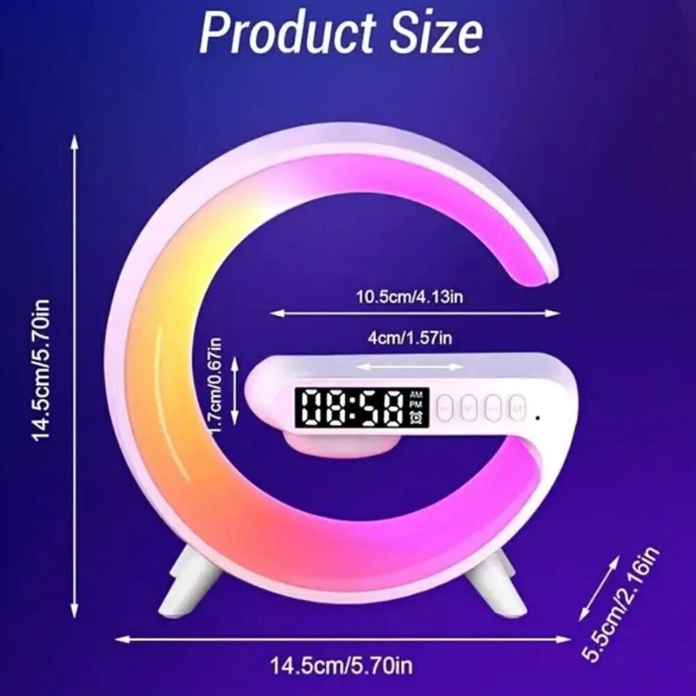 NWT Bluetooth Wireless Charger Station Stand w Alarm Clock Speaker & Light - Picture 5 of 12